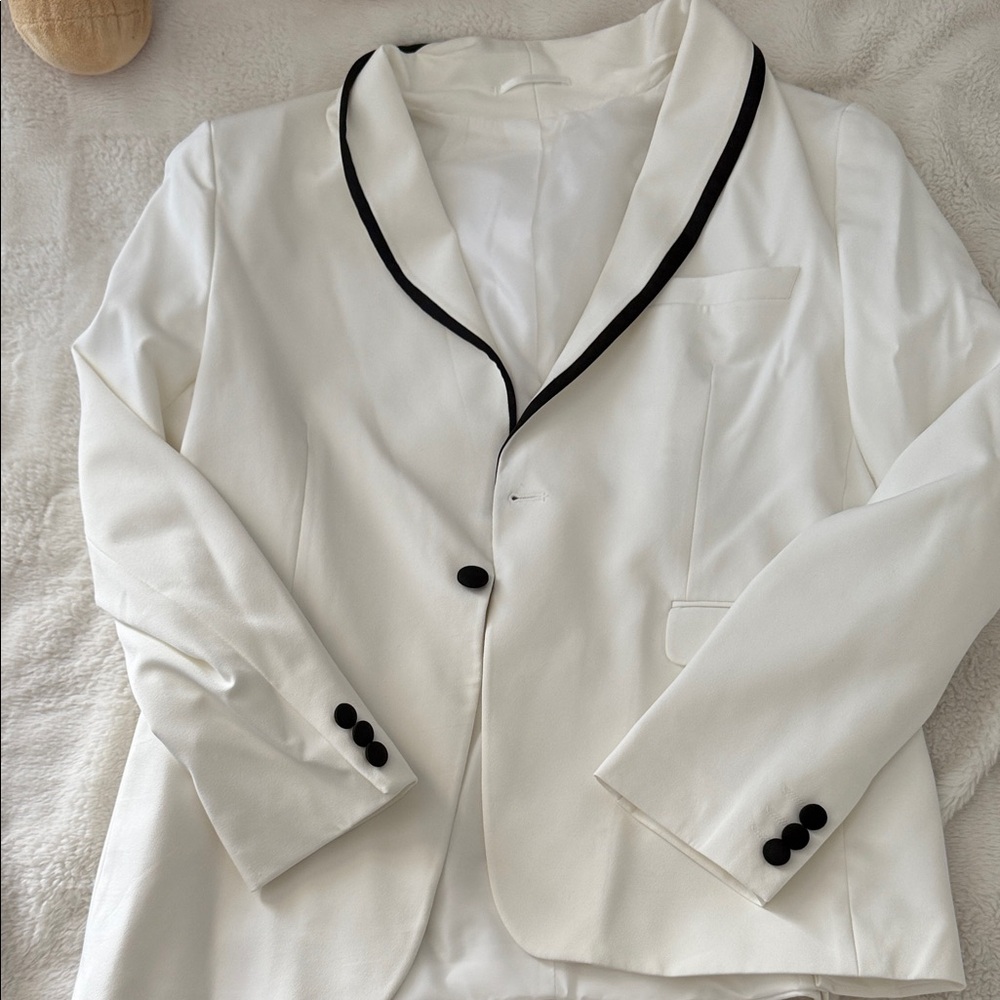 Kids White Blazer with Black Trim